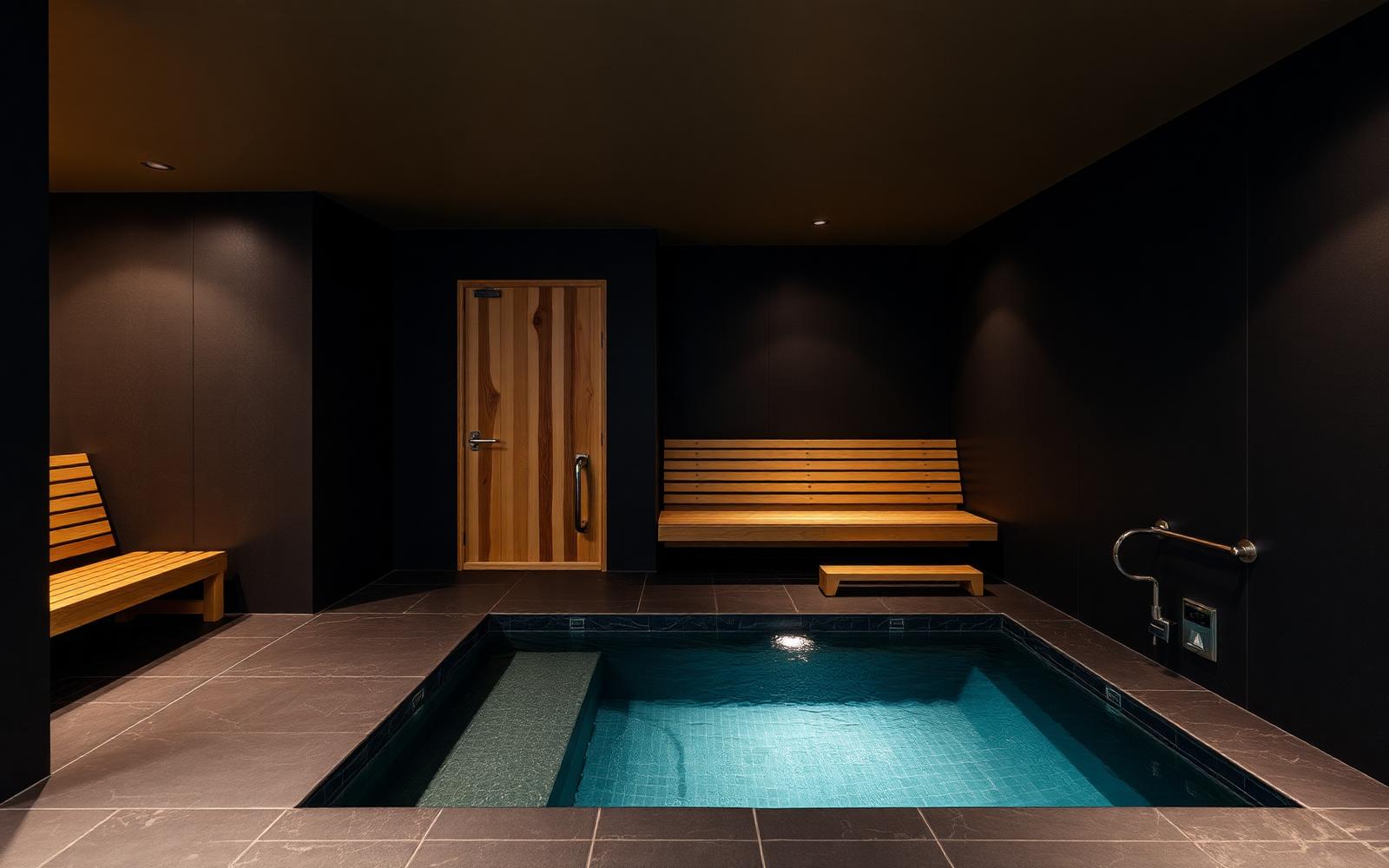 Home recovery room with a cedar sauna and cold plunge